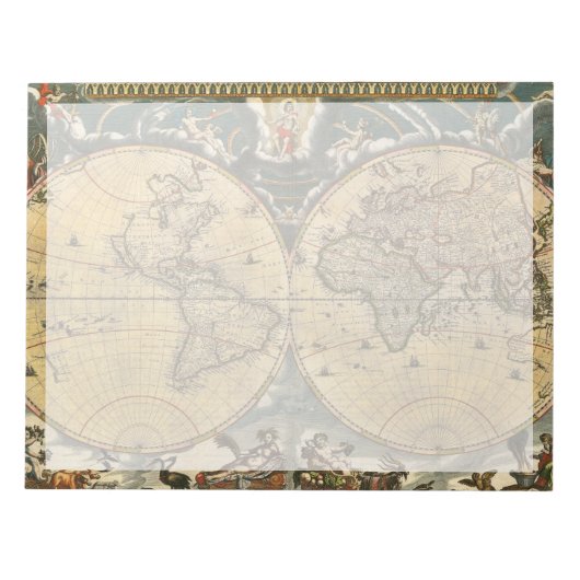 Antiek Wereldkaart J. Blaeu 1664 Notitieblok (Voorkant)
