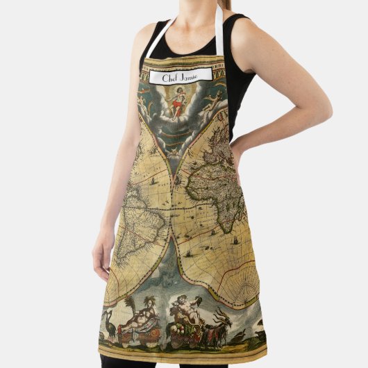 Antiek Wereldkaart J. Blaeu 1664 Schort (Insitu)