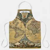 Antiek Wereldkaart J. Blaeu 1664 Schort (Voorkant)