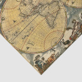 Antiek Wereldkaart J. Blaeu 1664 Tissuepapier (Detail)