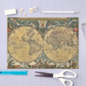 Antiek Wereldkaart J. Blaeu 1664 Tissuepapier (Craft)