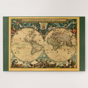 Antiek Wereldkaart - Joan Blaeu - 1664 Legpuzzel