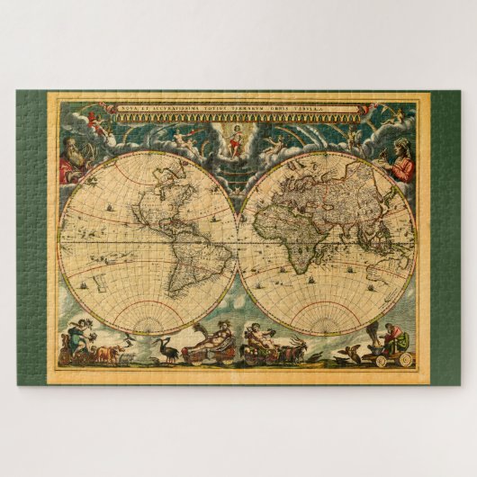 Antiek Wereldkaart - Joan Blaeu - 1664 Legpuzzel (Horizontaal)