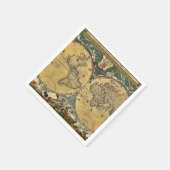 Antiek Wereldkaart - Joan Blaeu - 1664 Partij Napk Servetten (Hoek)