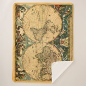 Antiek Wereldkaart - Joan Blaeu - 1664 Sherpa Deken (Voorkant)