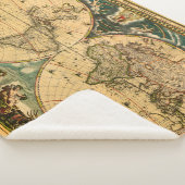 Antiek Wereldkaart - Joan Blaeu - 1664 Sherpa Deken (3/4)