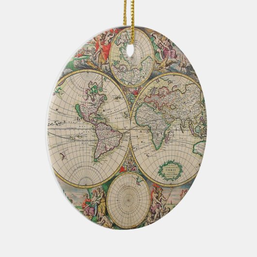 Antiek Wereldkaart Keramisch Ornament (Rechts)