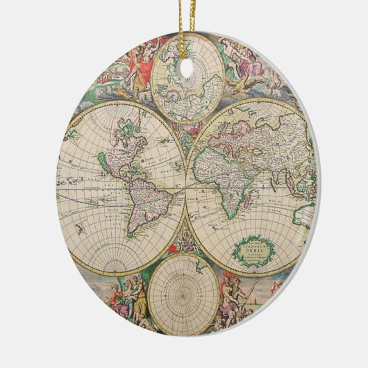 Antiek Wereldkaart Keramisch Ornament (Links)