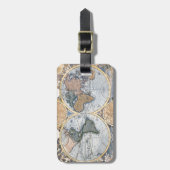 Antiek wereldkaart koel bagagelabel (Voorkant verticaal)