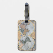 Antiek wereldkaart koel bagagelabel (Achterkant verticaal)