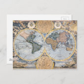 Antiek wereldkaart koel briefkaart (Voorkant / Achterkant)