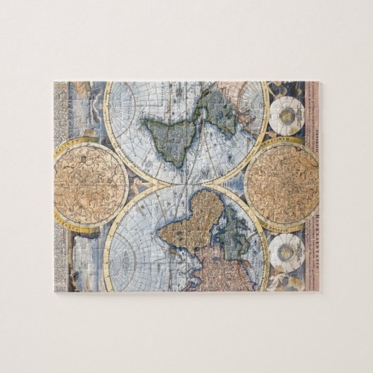 Antiek wereldkaart koel legpuzzel (Horizontaal)