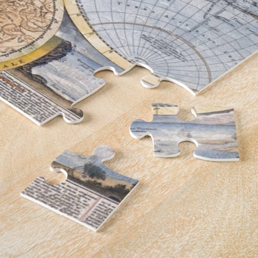 Antiek wereldkaart koel legpuzzel (Zijkant)