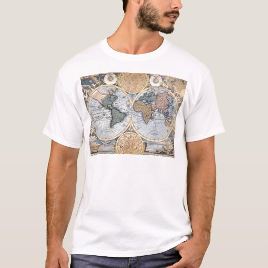 Antiek wereldkaart koel t-shirt (Voorkant)