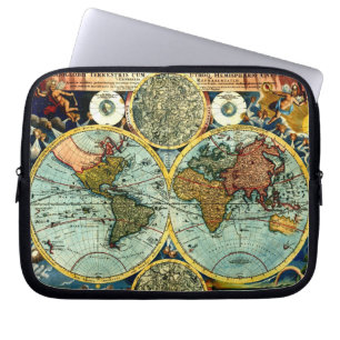Antiek Wereldkaart Kunstlaptophoes Laptop Sleeve