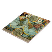 Antiek Wereldkaart  kunstmuurdecor Tegeltje (Zijkant)