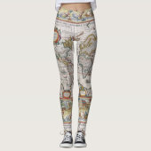 Antiek Wereldkaart leggings (Voorkant)