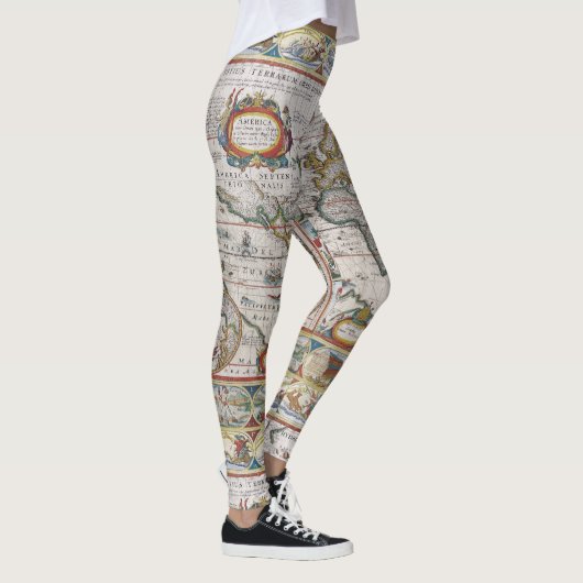 Antiek Wereldkaart leggings (Rechts)