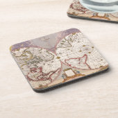 Antiek Wereldkaart lithografie Elegant Bier Onderzetter (Linkerzijde)