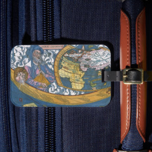 Antiek Wereldkaart met Claudius Ptolemy, 1507 Bagagelabel