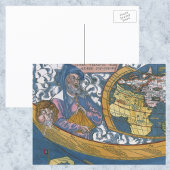 Antiek Wereldkaart met Claudius Ptolemy, 1507 Briefkaart