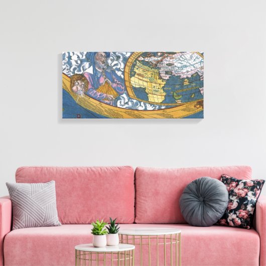 Antiek Wereldkaart met Claudius Ptolemy, 1507 Canvas Afdruk (Insitu (Woonkamer))