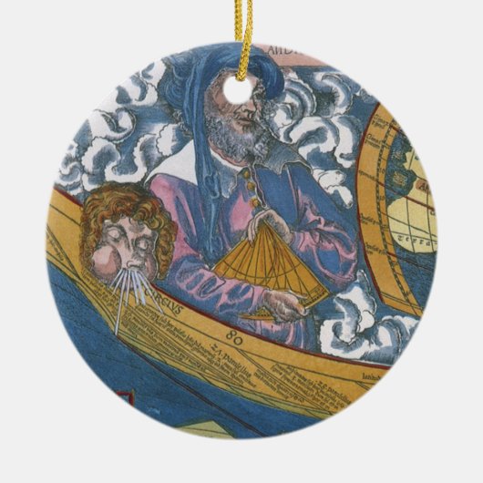 Antiek Wereldkaart met Claudius Ptolemy, 1507 Keramisch Ornament (Voorkant)