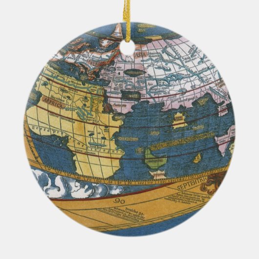 Antiek Wereldkaart met Claudius Ptolemy, 1507 Keramisch Ornament (Achterkant)