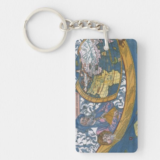 Antiek Wereldkaart met Claudius Ptolemy, 1507 Sleutelhanger (Voorkant)