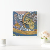 Antiek Wereldkaart met Claudius Ptolemy, 1507 Vierkante Klok (Huis)