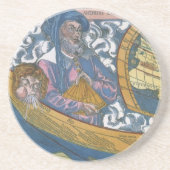 Antiek Wereldkaart met Claudius Ptolemy, 1507 Zandsteen Onderzetter (Voorkant)