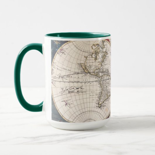 Antiek Wereldkaart met dubbel halfrond Mok (Links)
