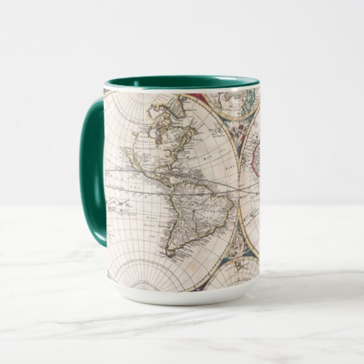 Antiek Wereldkaart met dubbel halfrond Mok (Voorkant links)