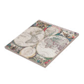 Antiek Wereldkaart met dubbel halfrond Tegeltje (Zijkant)