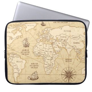 antiek wereldkaart met grenslanden laptop sleeve