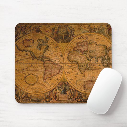 ANTIEK Wereldkaart Mousepad Muismat (Met muis)