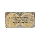 Antiek Wereldkaart, noodlijdend BG #2 Adres Etiket (Voorkant)