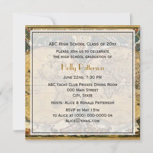 Antiek Wereldkaart, noodlijdend BG SQ Afstuderen Kaart (Achterkant)