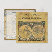 Antiek Wereldkaart, Noodlijdend BG SQ Bruiloft Kaart (Voorkant / Achterkant)