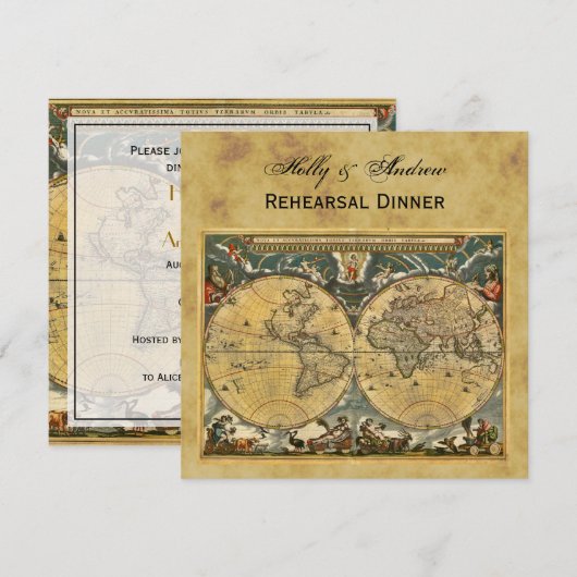 Antiek Wereldkaart, Noodlijdend BG SQ Repetitie Di Kaart (Voorkant / Achterkant)