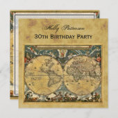 Antiek Wereldkaart, Noodlijdend BG SQ Verjaardag Kaart (Voorkant / Achterkant)