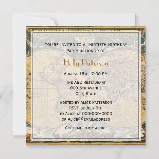 Antiek Wereldkaart, Noodlijdend BG SQ Verjaardag Kaart (Achterkant)