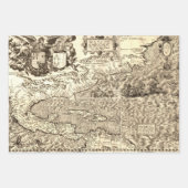 Antiek Wereldkaart Noord- en Zuid-Amerika Inpakpapier Vel (Voorkant)