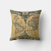 Antiek Wereldkaart Onderdruk #2 Kussen (Achterkant)