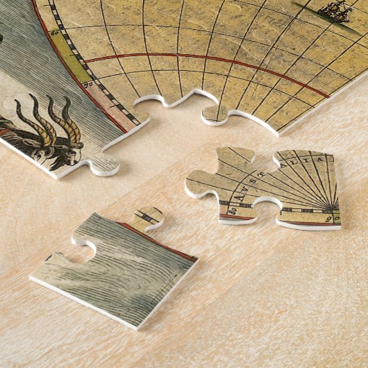 Antiek Wereldkaart Onderdruk #2 Legpuzzel (Zijkant)