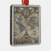 Antiek Wereldkaart Onderdruk #3 Metalen Ornament (Rechts)