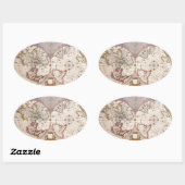 Antiek Wereldkaart Ovale Sticker (Vel)