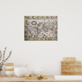 Antiek Wereldkaart poster (Keuken)