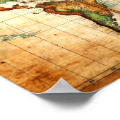 Antiek Wereldkaart Poster (Hoek)