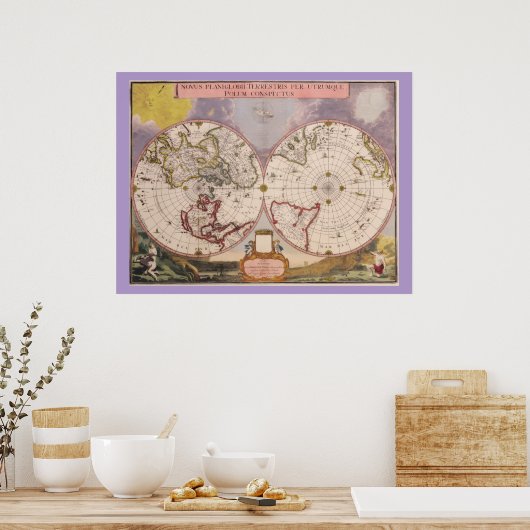 Antiek Wereldkaart Poster (Keuken)